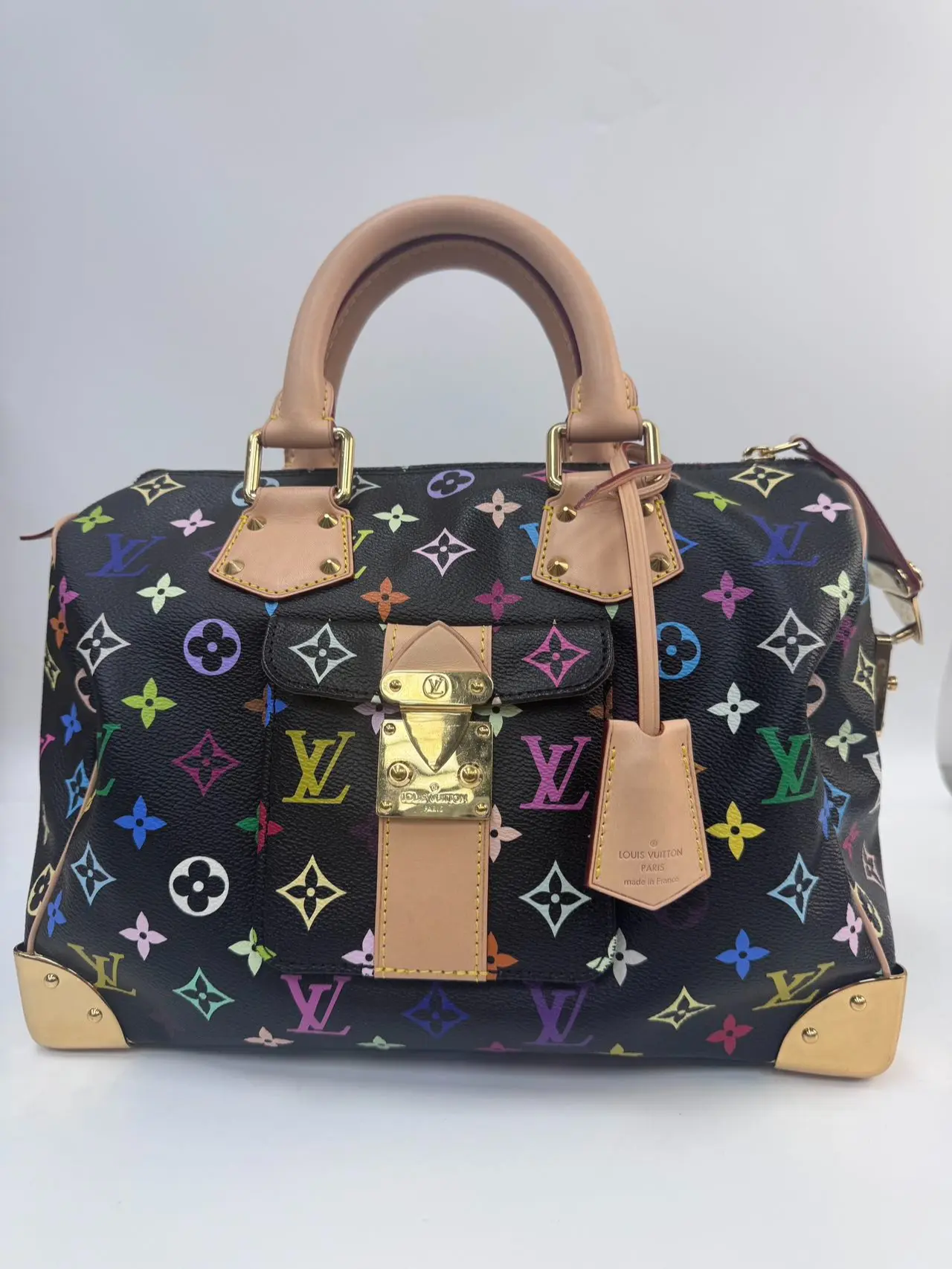 Pre-owned Louis Vuitton CANVAS Top Handle Bag Takashi Murakami Monogram black Multicolor Speedy 30 XP01559 [BF 12Z]