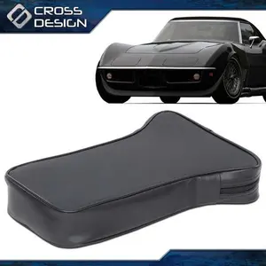 CROSSDESIGN Fit For 1967-1982 Corvette Center Console Armrest Pad Smooth Black Leather C2 C3