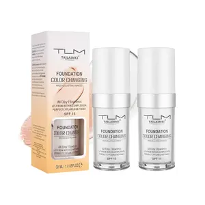 Color Changing Foundation for Color Correction, Even Skin Tone and Coverage of Imperfections for a Natural Facial Look, includes SPF15, Full Coverage Foundation 1.0floz x2pcs