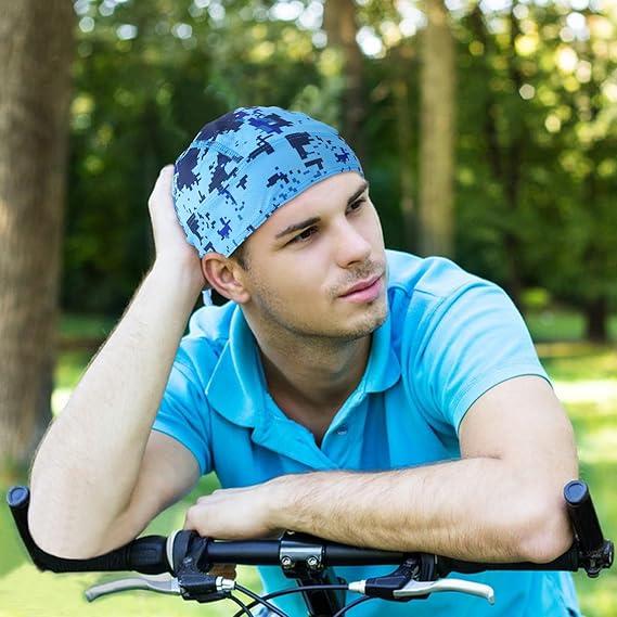 4pcs Sweat Wicking Beanie Cooling Skull Cap Motorcycle Head Wrap Bandana for Men Women headband hair soft scarf