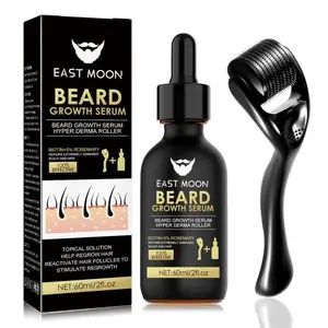 EAST MOON Beard Growth Kit-Beard Care Serum&Beard Massage Derma Roller,Beard Care Nutritional Oil, Making Beards Thicker and More Shiny, Men's Daily Beard Care Products and Tools, Valentine's Day gifts