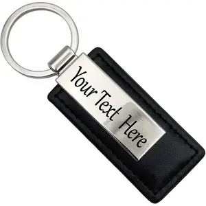 Custom Text and Name Stainless Steel Keychain Personalized Engraved Leather Keychain Custom Message Names Keychain Gift for Men Women Boyfriend Keyring