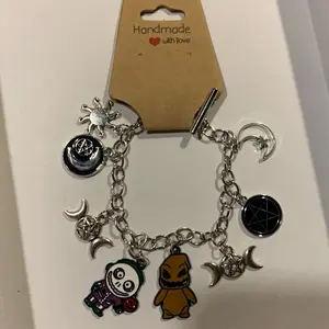 Oogie Boogie Handmade Bracelet with Character Pendants, Silver Chain, and Unique Design Elements