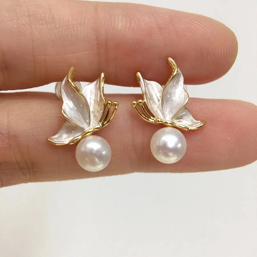 Pendientes de Perlas de Agua Dulce Natural.