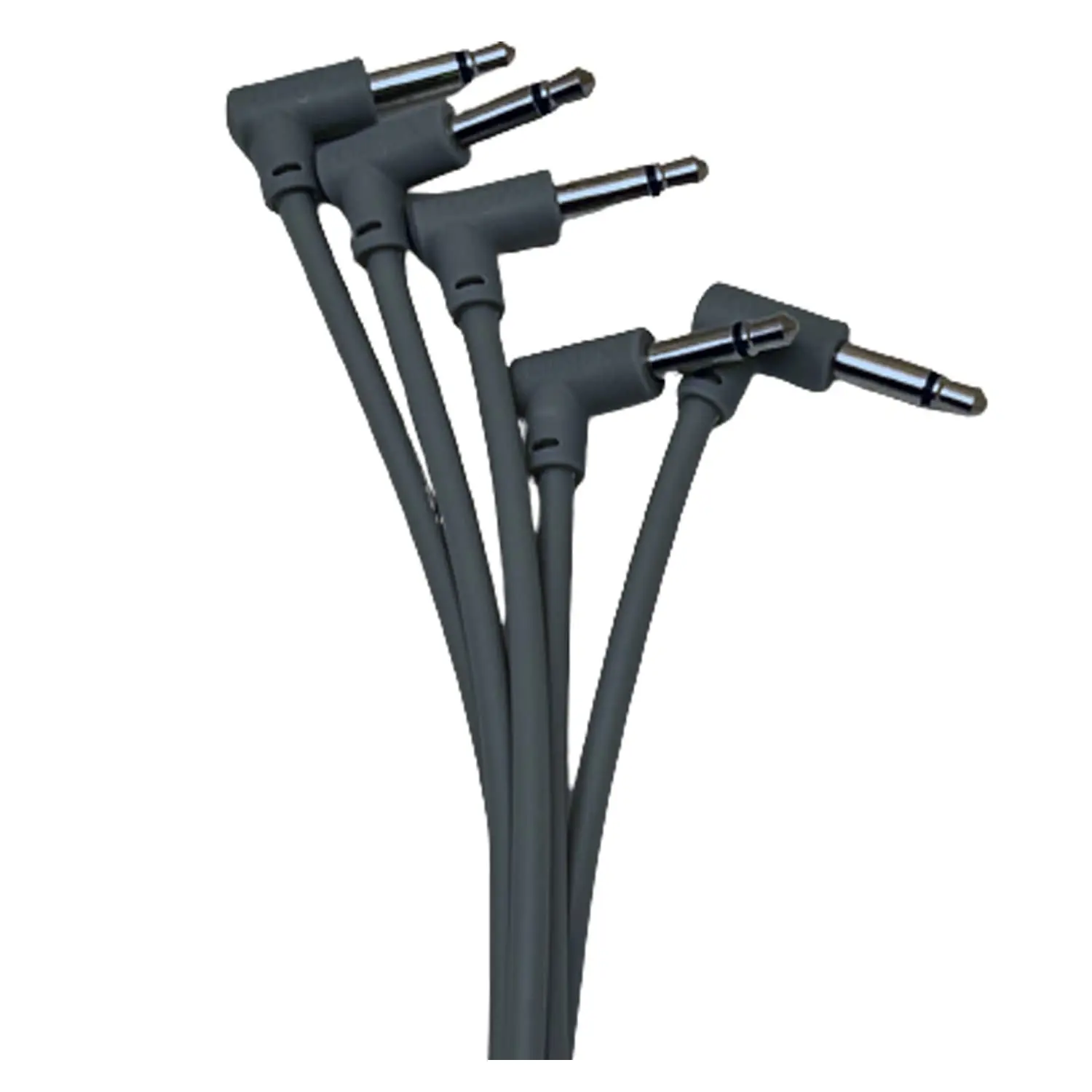 Starving Students Music Supplies SSMS - Luigis Modular M-PAR Right Angled Eurorack Patch Cables - Package of 5 Gray Cables