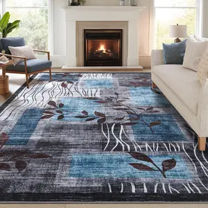 Garvee Machine Washable 8x10 Geometric Floral Rug,  Large Modern Area Rug for Living Room Bedroom Non-Slip Soft Dining Room Carpet Nursery Farmhouse Home Office
