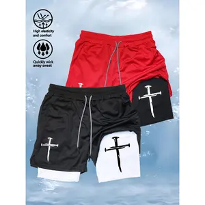 [2pcs Quick-Dry Athletic Shorts Pockets] 2pcs Men's Quick-Dry Athletic Shorts with Pockets - Breathable, Moisture-Wicking for Gym, Running & Outdoor Activities