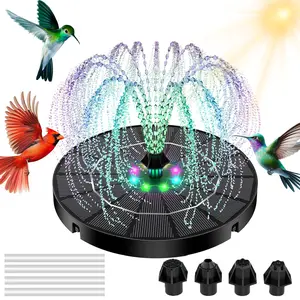 Led Lighted Solar Birdbath Fountain, 3.5W Automatic Cycle, 2200mAh Battery, Outdoor Water Feature for Garden Decor, Led Lighted Fountain