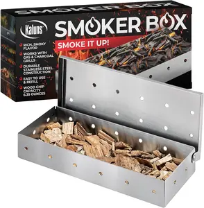 Kaluns Smoker Box, Stainless Steel Smoke Box for Gas or Charcoal Grill, Works with Wood Chips for BBQ Flavor