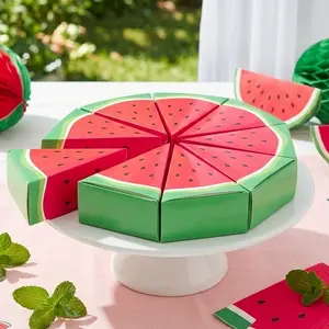 12Pcs Watermelon Fruit Party Triangle Candy Boxes – Kids Cookie Favor Gift Box for Birthday, Wedding Favor, Theme Celebration Dessert Table Decor Supplies