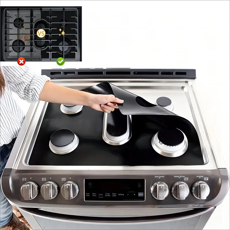 Washable Reusable Gas Stove Protector Top Cover, Non-stick Stove Liner Protector Compatible With Multiple Gas Stoves, Range Burner