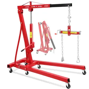 New Upgraded 2 Ton Folding Hydraulic Engine Hoist, Heavy Duty 4400 Lbs Cherry Picker Shop Crane with 6 Swivel Casters, Adjustable Telescopic Boom, Foldable Motor Lifter for Garage, Workshop, Auto Repair Ideal Christmas Xmas Birthday Gifts for Women Men