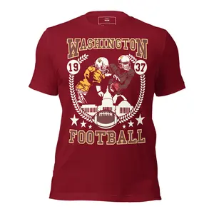 Washington Football T-Shirt Vintage Retro DC Sports Apparel Fitted Short Sleeve Crew Neck Summer Tee EST 1937 Game Day Gift