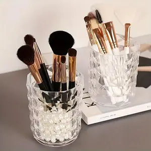 Diamond Texture Makeup Brush Storage Box - Cosmetic Storage Box, Desktop Makeup Storage Box, Makeup Organizer Box, Suitable for Makeup and Home Decoration Purposes