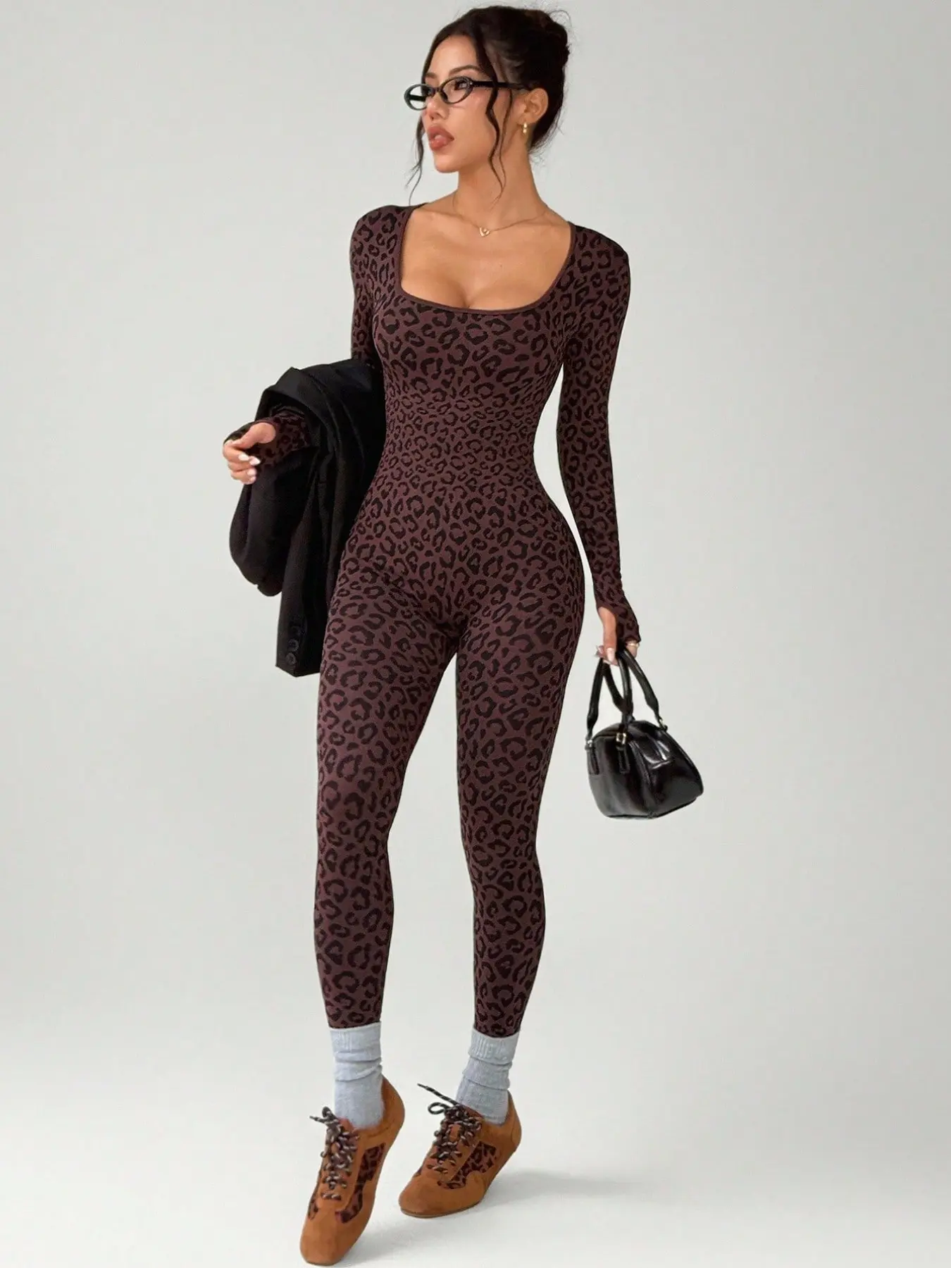 Tightening Butt-Lifting One-Piece Sportswear, Sexy Leopard Print Yoga Jumpsuit, Breathable Fitness, All-Seasons Active Wear, Workout Jumpsuit