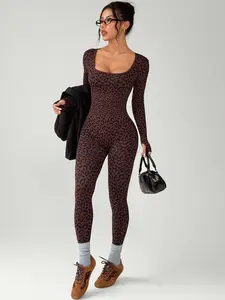 Tightening Butt-Lifting One-Piece Sportswear, Sexy Leopard Print Yoga Jumpsuit, Breathable Fitness, All-Seasons Active Wear