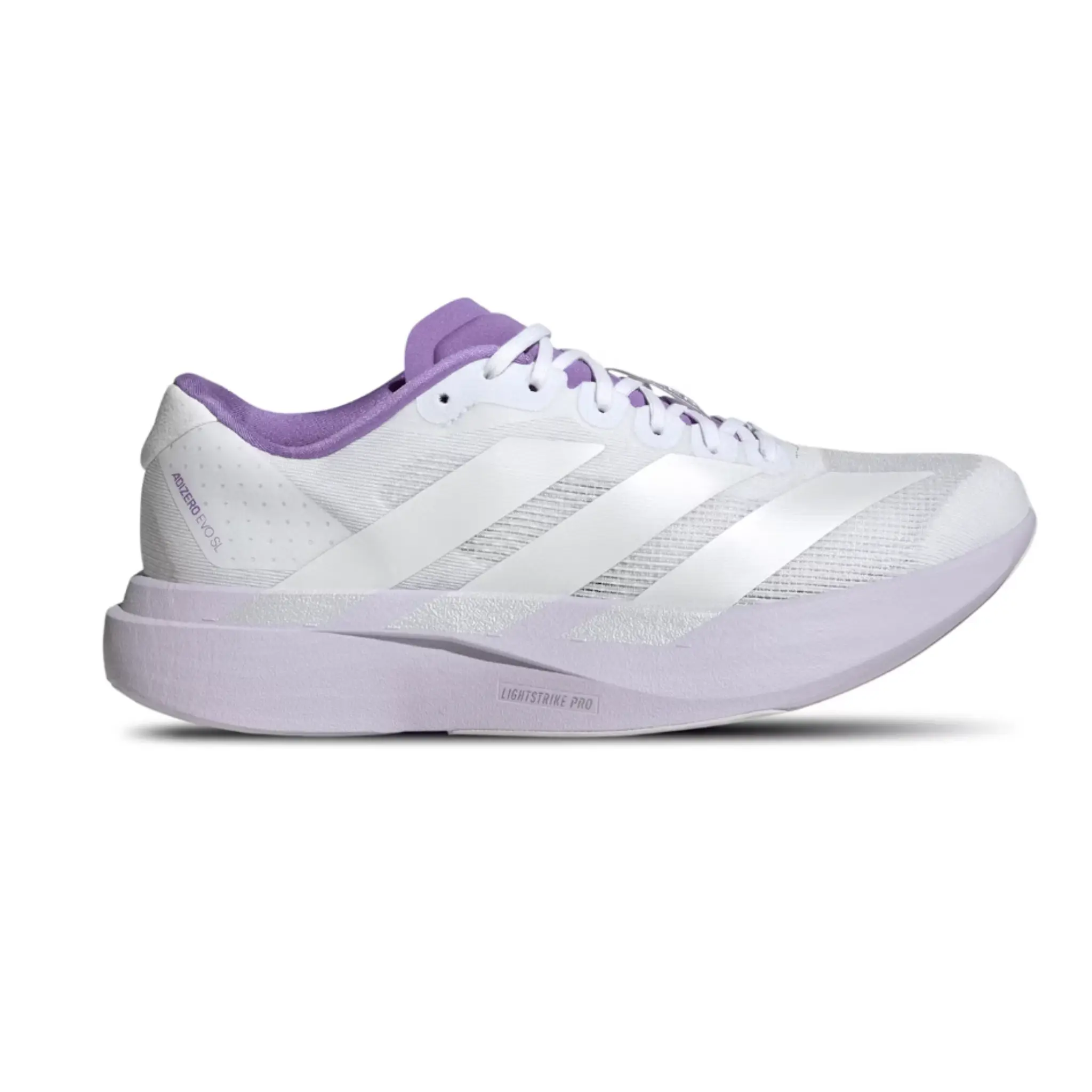 Adidas Women's White/Purple Adizero Evo SL Sneakers, KI6958