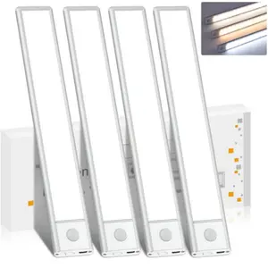 Under Cabinet Lighting 2/4 Pack, LED Rechargeable Mobile Sensor Night Light, 3 Color Temps Adjustable Brightness, Suitable for Kitchens, Staircases, Bedrooms, Wardrobes and Kitchen Wall Cabinets Lighting