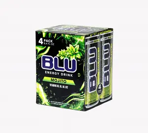 BLU Mojito 4-Pack Energy Drink - Smooth Refreshing with B Vitamins B3 B6 B12 for Focus & Energy - 8.4 fl oz - Clean Energy Beverage