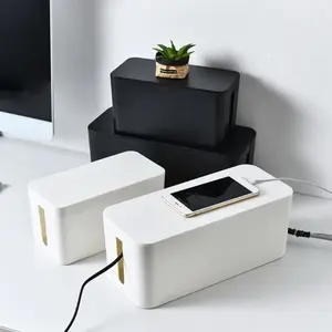1PC Desktop Anti-Shock Plug Socket Organizer Box, Plastic Power Line Computer Phone Charger Holder, Desk Cable Management Storage Case