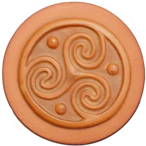 469 Celtic Spiral Rycraft 2" round Cookie Stamp with handle and glaze, for decorating cookies, chocolate, fondant as well as paper and clay crafts. Handmade in the USA since 1968.