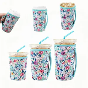 Set of 3 Reusable Silicone Cup Sleeves, Large Medium Small Sizes, Prevents Condensation, Blocks Heat, Keeps Drinks at Temperature, Drink Protectors