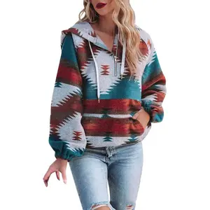Women��s Oversized Hoodie Zip Up Long Sleeve Aztec Loose Fit Sweatshirts Pullover Tops
