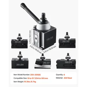 VEVOR Quick Change Tool Post Set, 6 Pcs, Includes Lathe Tool Holders, Wedge Type Tool Post with Turning Tool Holder Accessories, for Mini Lathe Metal Lathe 10-15 Swing, Durable Steel Material