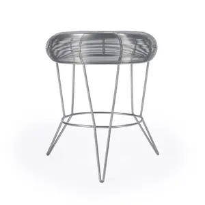 360 Stand Silver Iron Round Side Table - 18x15x15 in, Distressed Look, Rustic Vibe End Table for Indoor Use, Modern Accent Table