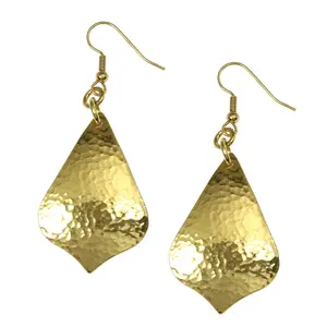 Hammered Nu Gold Arabesque Drop Earrings