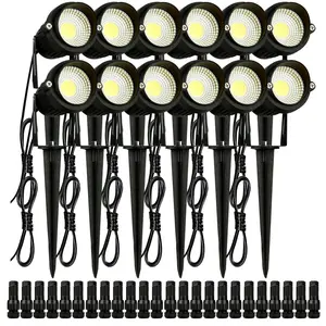 【Summervibes】VEVOR Landscape Lighting,  , 6W Low Voltage LED Landscape Lights, IP66 Waterproof Landscape Spotlights Yard Lawn Garden Pathway Outdoor Lights 12V 24V 450LM Warm White 3000K (12 Pack with Connectors)