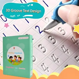 Learning Handwriting Practice Workbooks Reusable Handwriting Practice Copybook Set for Kids,SuitableFor Birthday christmas Halloween and Thanksgiving gifts with 5 Handwriting Practice Books,2 Pen, 10 Pen Refills & 1 Pen Grip, School & Educational Supplies