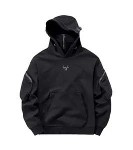 Yeh2 Niepce Black Techwear Fashion Cyber Half Zip Hoodie