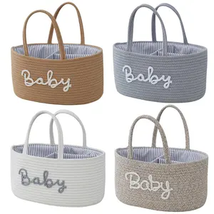 Baby Diaper Storage Basket, Toy Organizer Bin, Woven Compartment Detachable Portable, Nursery Essentials, Baby Care Accessories