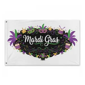 3X5 Outdoor Mardi Gras Flag, Polyester Banner Flag, Durable, Machine Washable, Suitable For College And Home Garden Decor Indoor Outdoor, Garden Flag House Flag Banner Decoration Courtyard Porch Lawn 90Cm*150Cm
