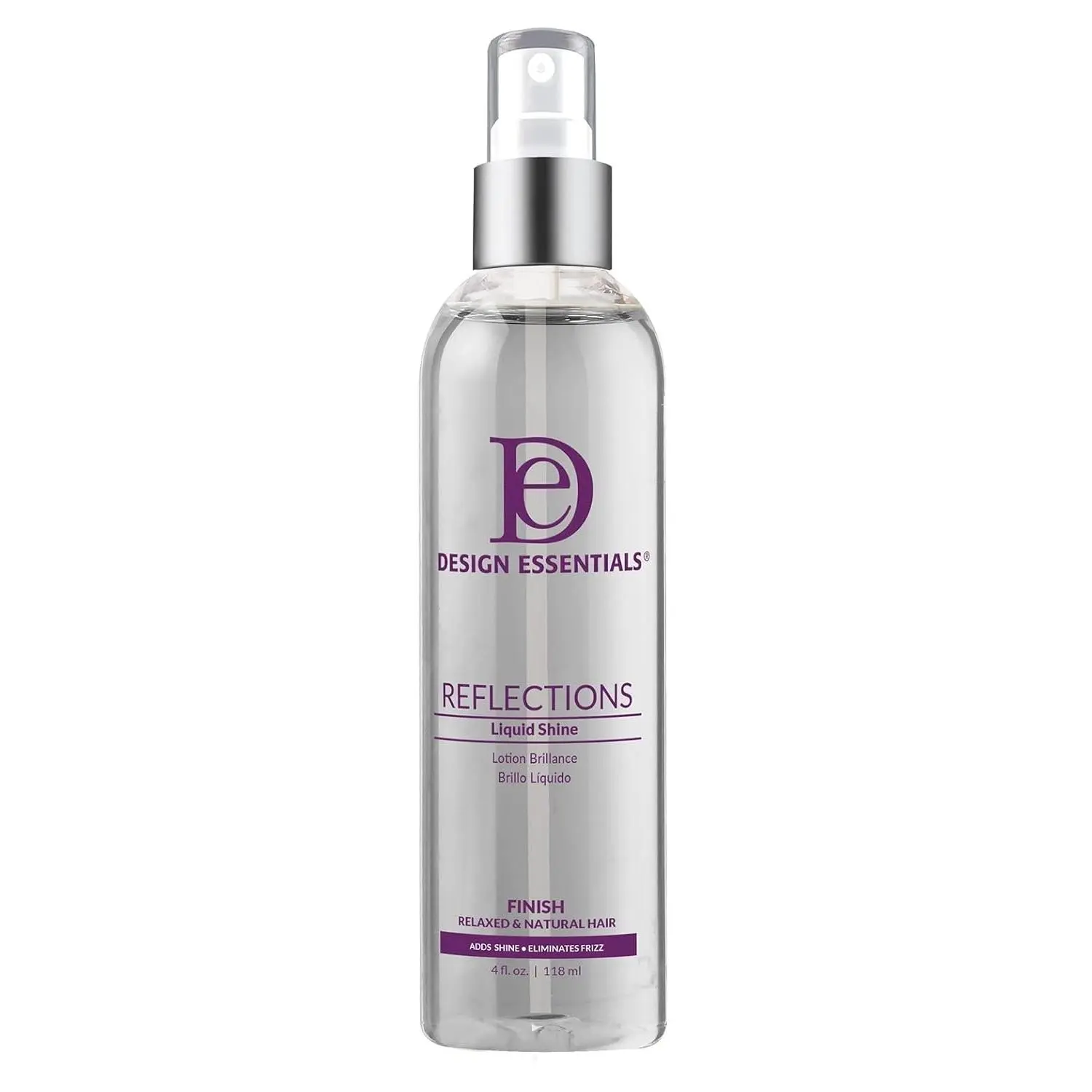Design Essentials Reflections Liquid Shine, Lightweight Hair Polish for Frizz Control & Instant Shine, Thermal Protection for All Hair Types, Alcohol-Free, 4 oz, Haircare, 4Oz, All Types, Fragranced, Cruelty Free, Hair Glow