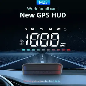 1PC M23 Car HUD Head Up Display, Car Monitor, Sleek GPS Speedometer with Windshield Projection, Real-Time Speed, Compass & Alarm, for All Drivers Night & Highway Driving