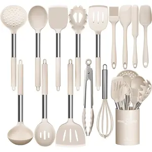 Silicone Cooking Utensil Set, 15pcs  Best Kitchen Cookware with Stainless Steel Handle  Silicone Cooking Kitchen Utensils Set, Non-stick spurtleutensil