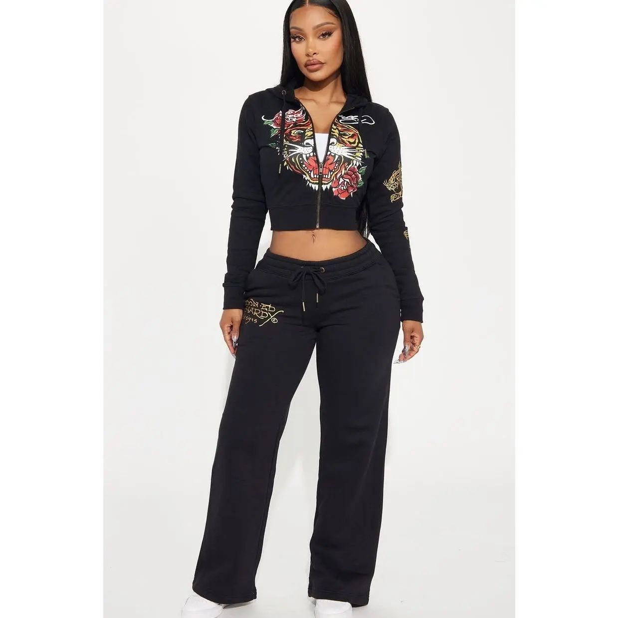 Ed Hardy Retro Tiger Zip Pant - Black E