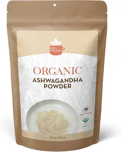Ashwagandha Root Powder 16 oz. – Pure and Raw Indian Ginseng (Withania Somnifera) - A Versatile Alternative for Supplements, Herbal Teas, and More, USDA Certified Organic, Non-GMO Natural Fitness Edible Dietary Healthcare