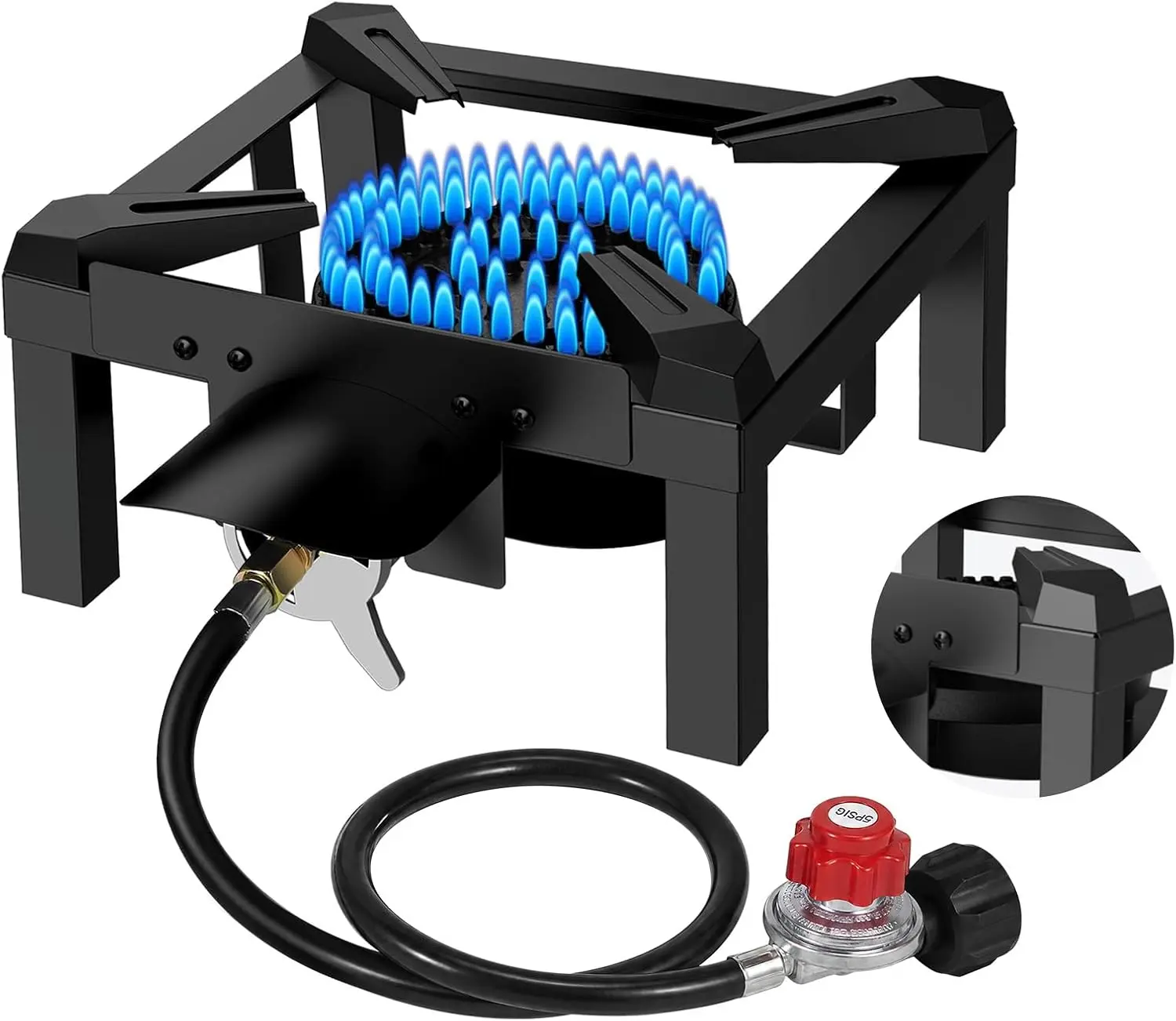 BESTFIRE 10" 100,000 BTU Propane Burner – Powerful Portable Outdoor Stove with 4.1ft Hose&Water Bag Included – Perfect for Seafood Boil, Backyard Cooking, Home Brewing & Camping