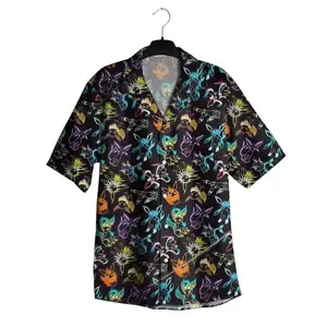 Eevee Evolution Neon Hawaii Shirt Aloha Shirt Cute Shirt Beach Shirt Anime Shirt Eevee Gifts