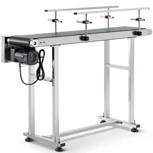 VEVOR Belt Conveyor, TikTokShopBlackFriday, 47 x 7.8 inch Conveyor Table, Heavy Duty Stainless Steel Motorized Belt Conveyor for Inkjet Coding Applications Powered PVC Belt Anti-Static Adjustable Speed (Double Guardrail)