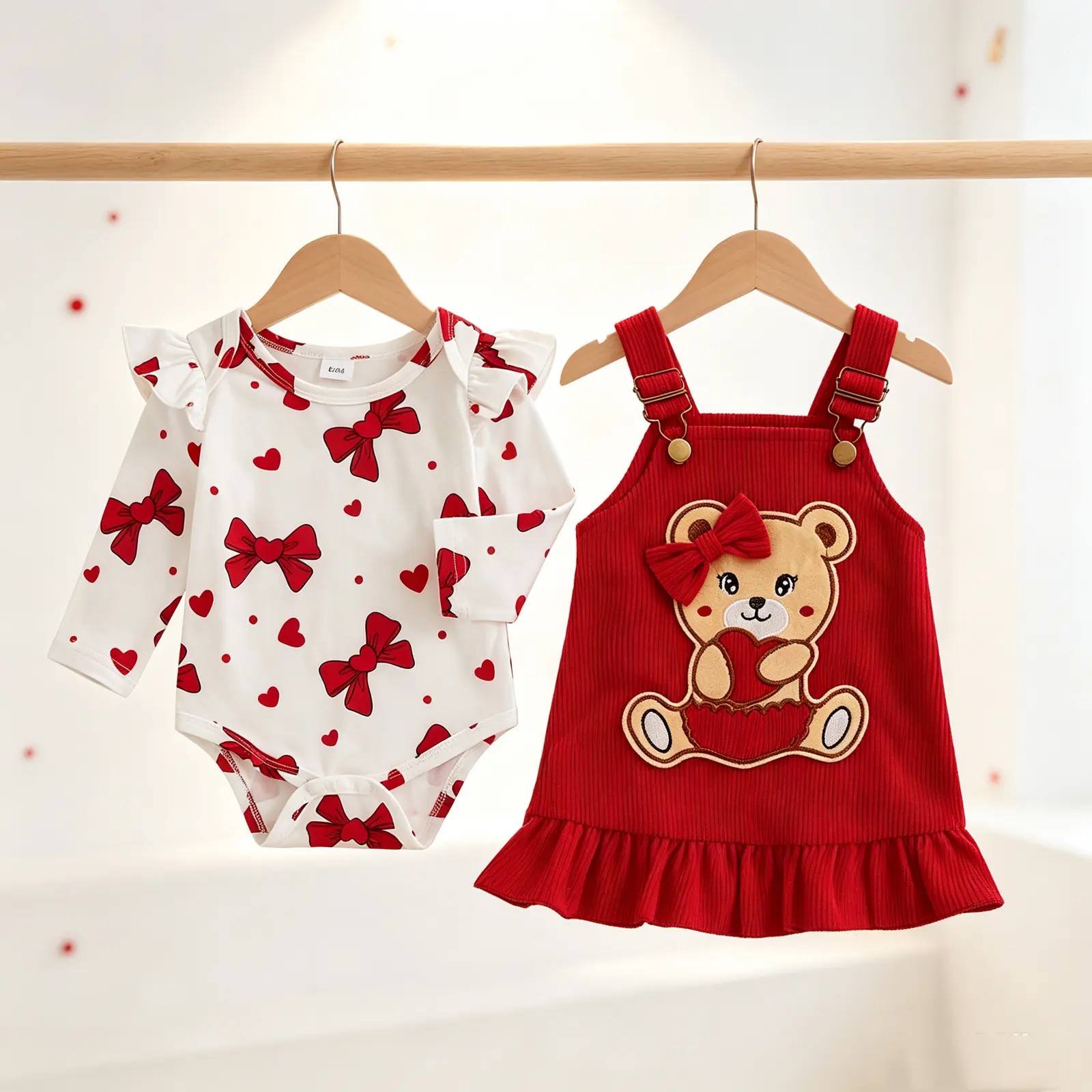 Baby Girls Cute Easter Outfit Bow Print Rompers Bear Suspender Dress Set Casual Clothes Baby Girls Cute Easter Outfit Bow Print Rompers Bear Suspender Dress Set Casual Clothes