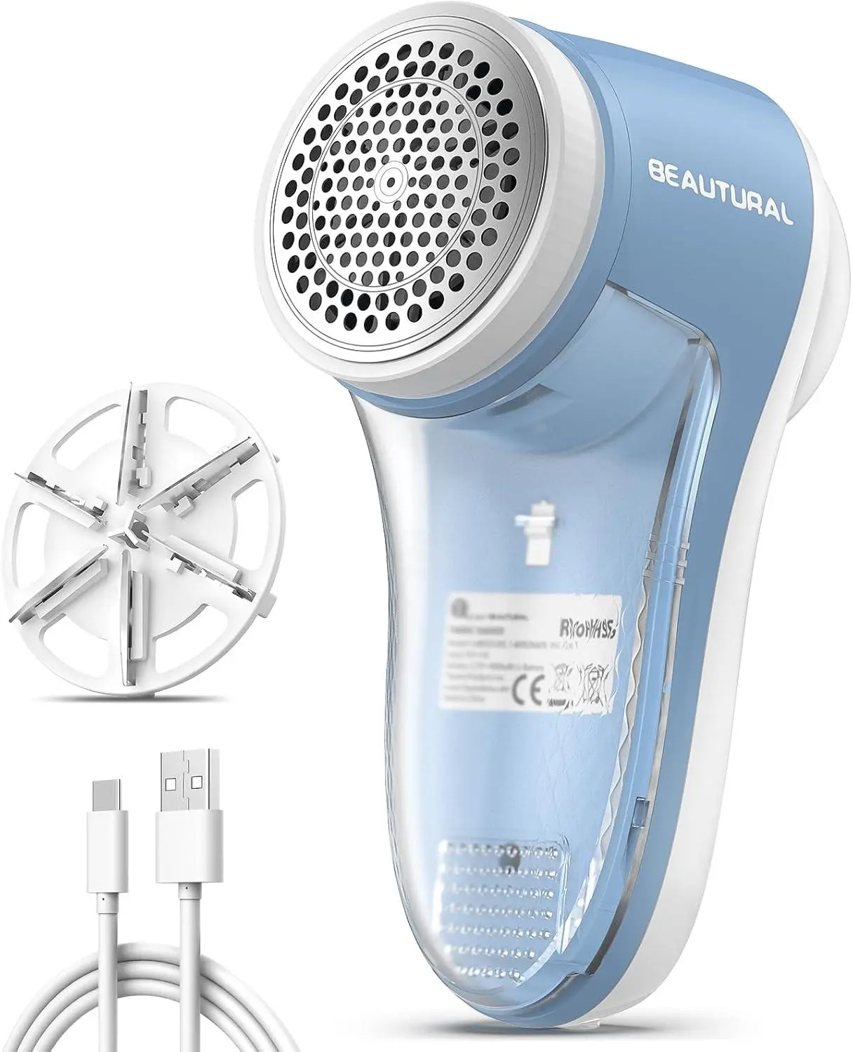 Rechargeable Fabric Shaver Lint Remover 6-Blade Sweater Defuzzer for Clothes Furniture