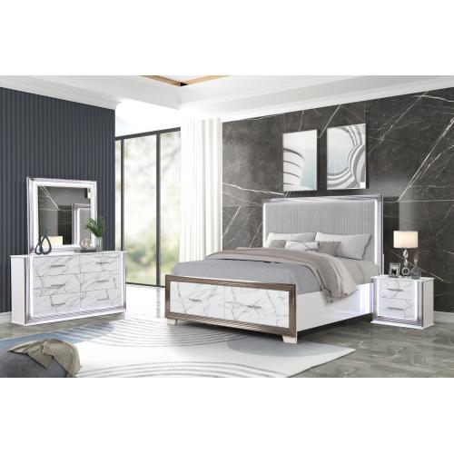 Bellemave OBSESSION Queen Complete Bedroom Set - 4PC Contemporary Wooden Material Bedroom Set with Gold Finish Indoor Furniture, Complete Bedroom Sets, Wooden Material Bedroom Sets