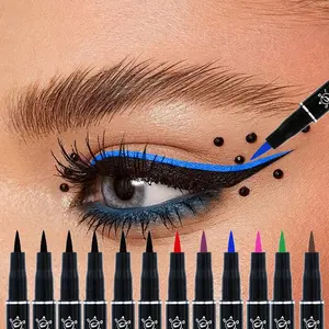 Waterproof Liquid Eyeliner (12pcs/set), Natural Eyeliner Pen, Easy To Apply for Eye Makeup, Professional Daily Makeup Accessories, Cosmetic, Multicolor, Beachproof Eyeliner