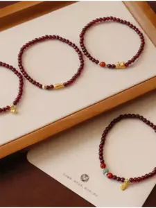 Women's Crystal Healing Bracelet Set, 3mm Garnet & Lapis Lazuli Beads, Elastic Stackable Design, Perfect Gift Idea, Healing Crystals, Healing Properties