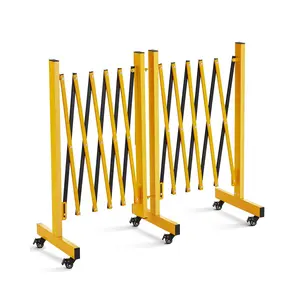 Expandable Metal Barricade, Adjustable Safety Barrier with Wheels, Folding Traffic Fence for Crowd Control, Construction Gate