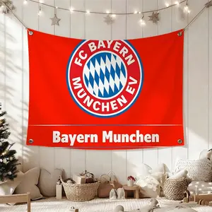 German Football Club Bayern Munich Flags Cheerleading Hand Pulled Flag Multi Size Atmosphere Banner, Portable Outdoor Event Flag & Wall Decor for Sports, Parties, Home and Room Decoration